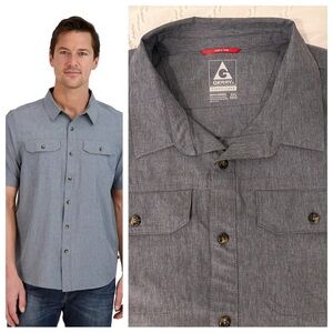 Gerry Outdoor Hiking Woven Button Down Camp Shirt Men's Blue/Gray XXL 40+ UPF